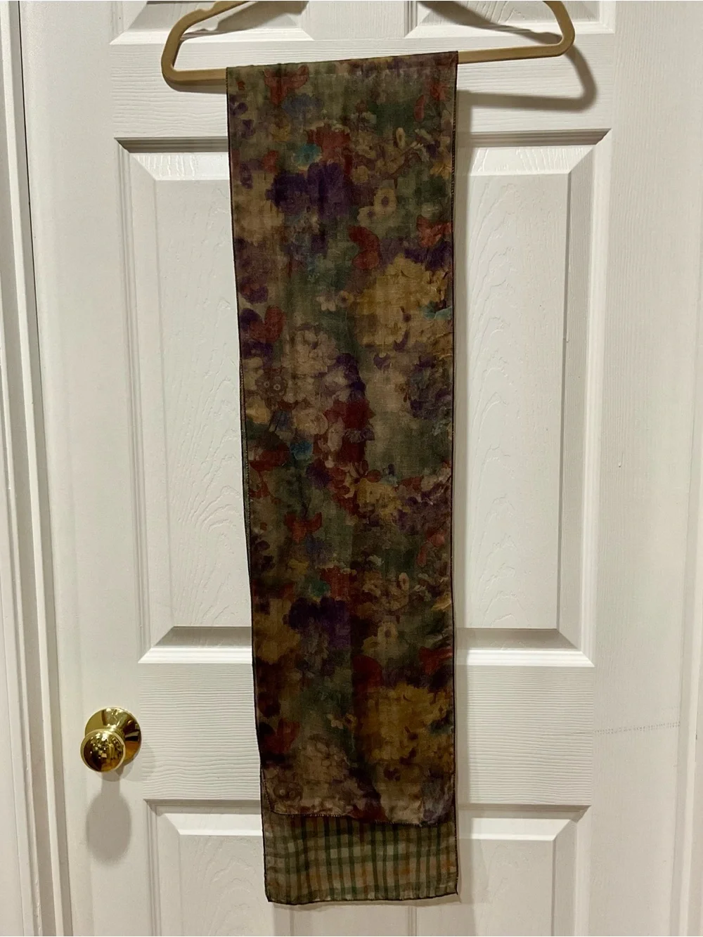 Multicolor Reversible Floral/Plaid Scarf